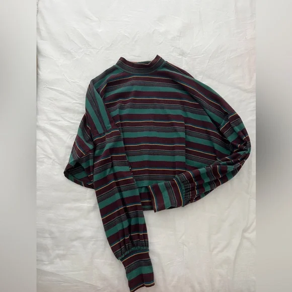 Free People Striped Balloon Sleeve Top - Picture 2 of 4